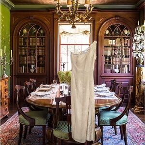 Jasz Couture Ivory Beaded One shoulder Dress Size 10.